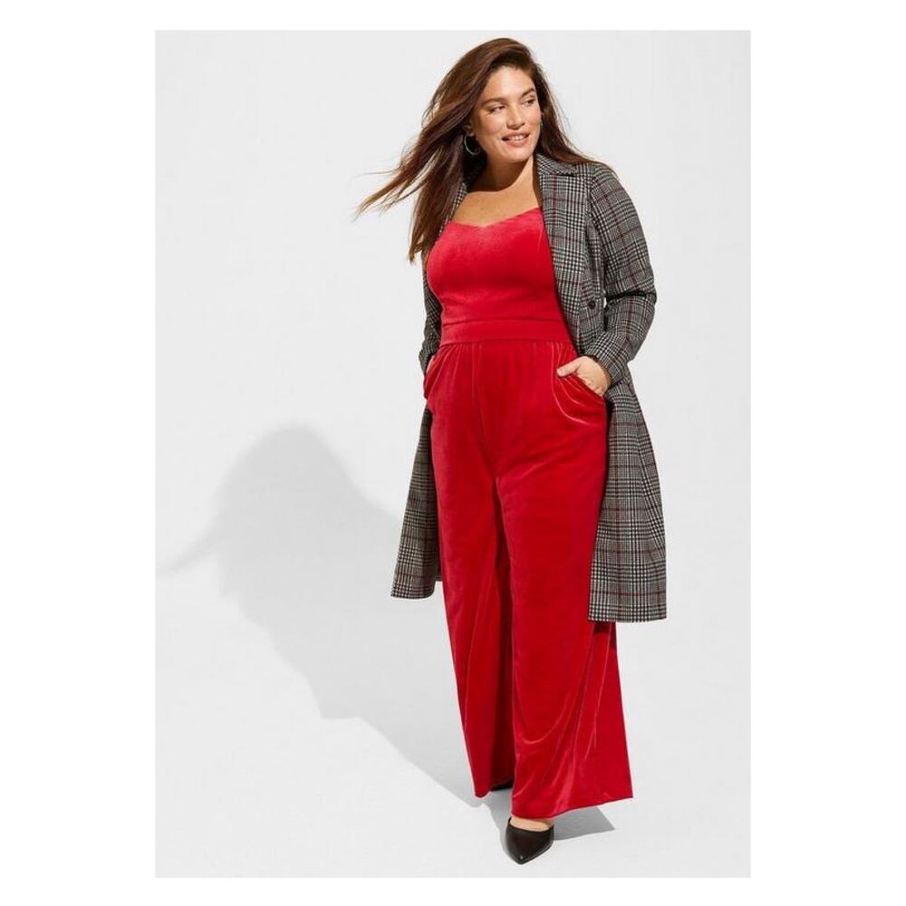 Torrid Red Velvet Cami Wide Leg Jumpsuit Sz.4 NWT
